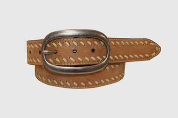 Belt Ladies Light Brown With Cream Buck Stitch